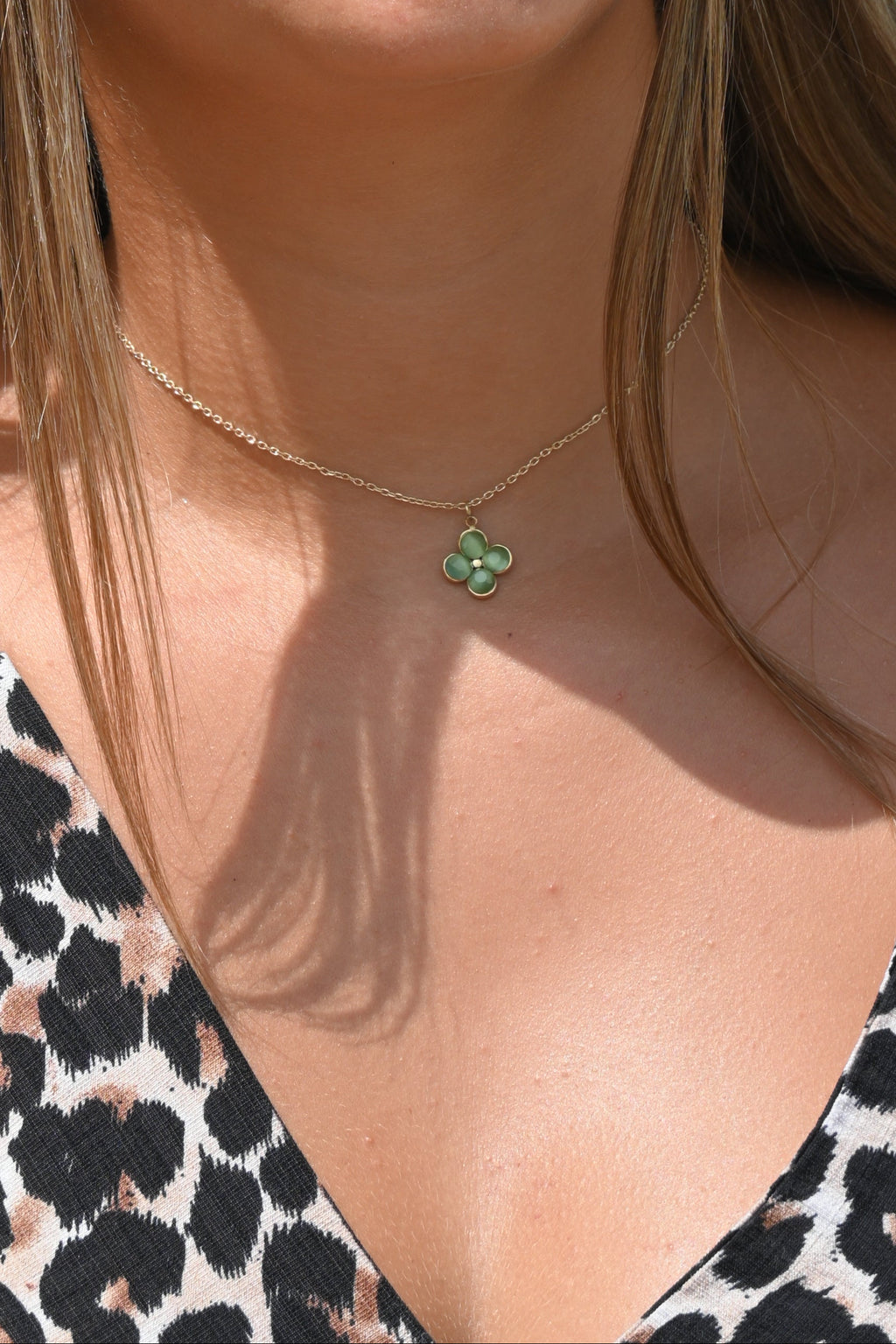 Collier Lina – Trèfle Œil de Chat