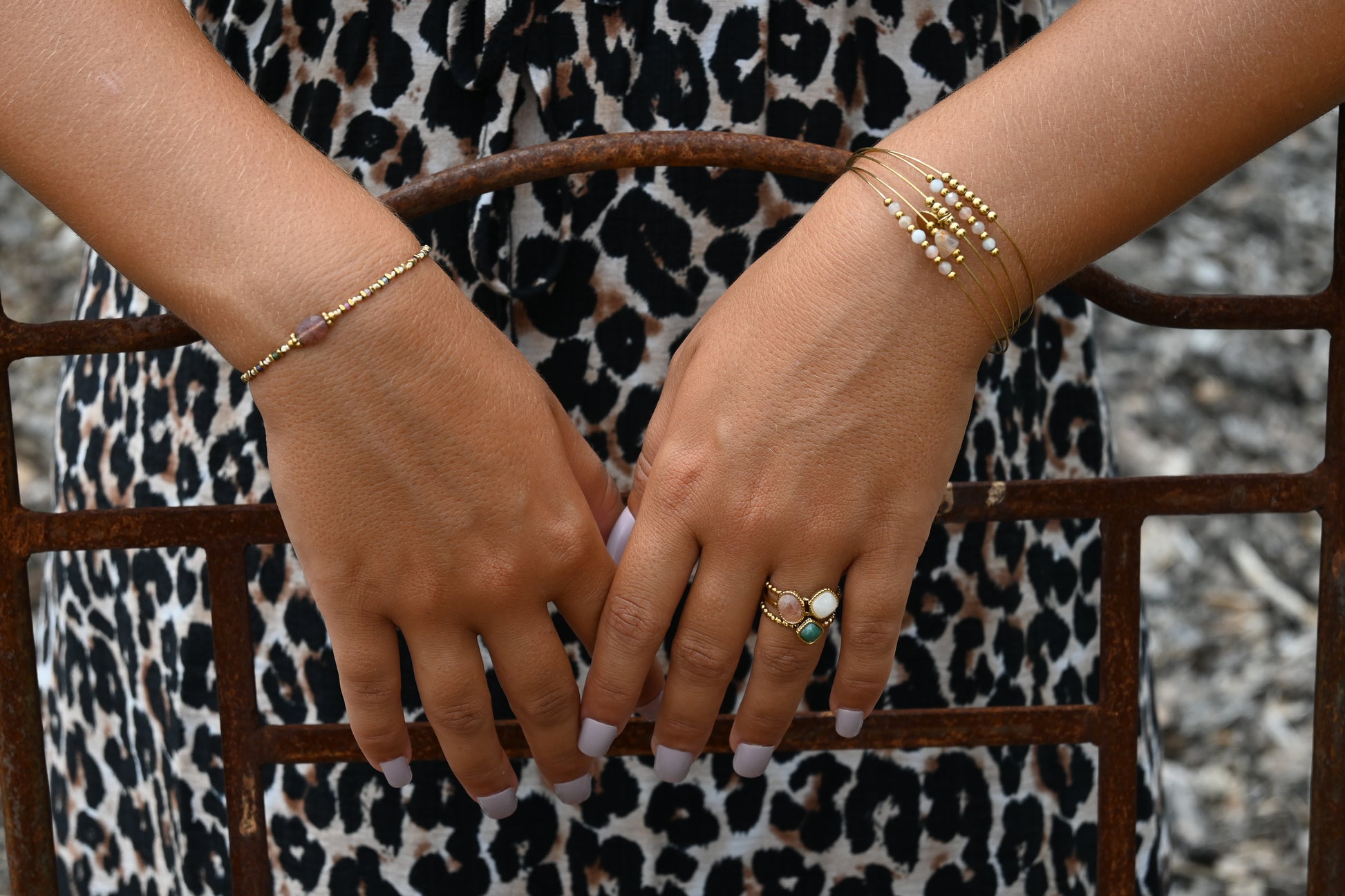 Bague PRISCILLIA Pierres Naturelles Ajustable | Or et Ame Bijoux