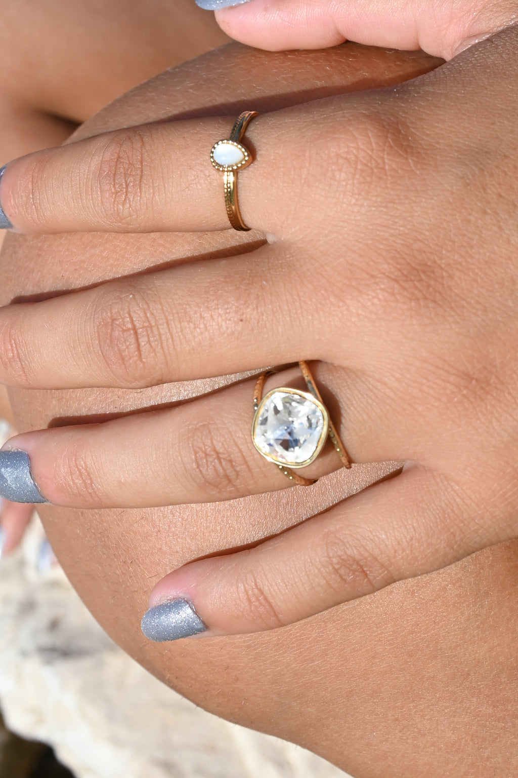 Bague Cristy – Cristal Swarovski® sur Anneau Doré Ajustable