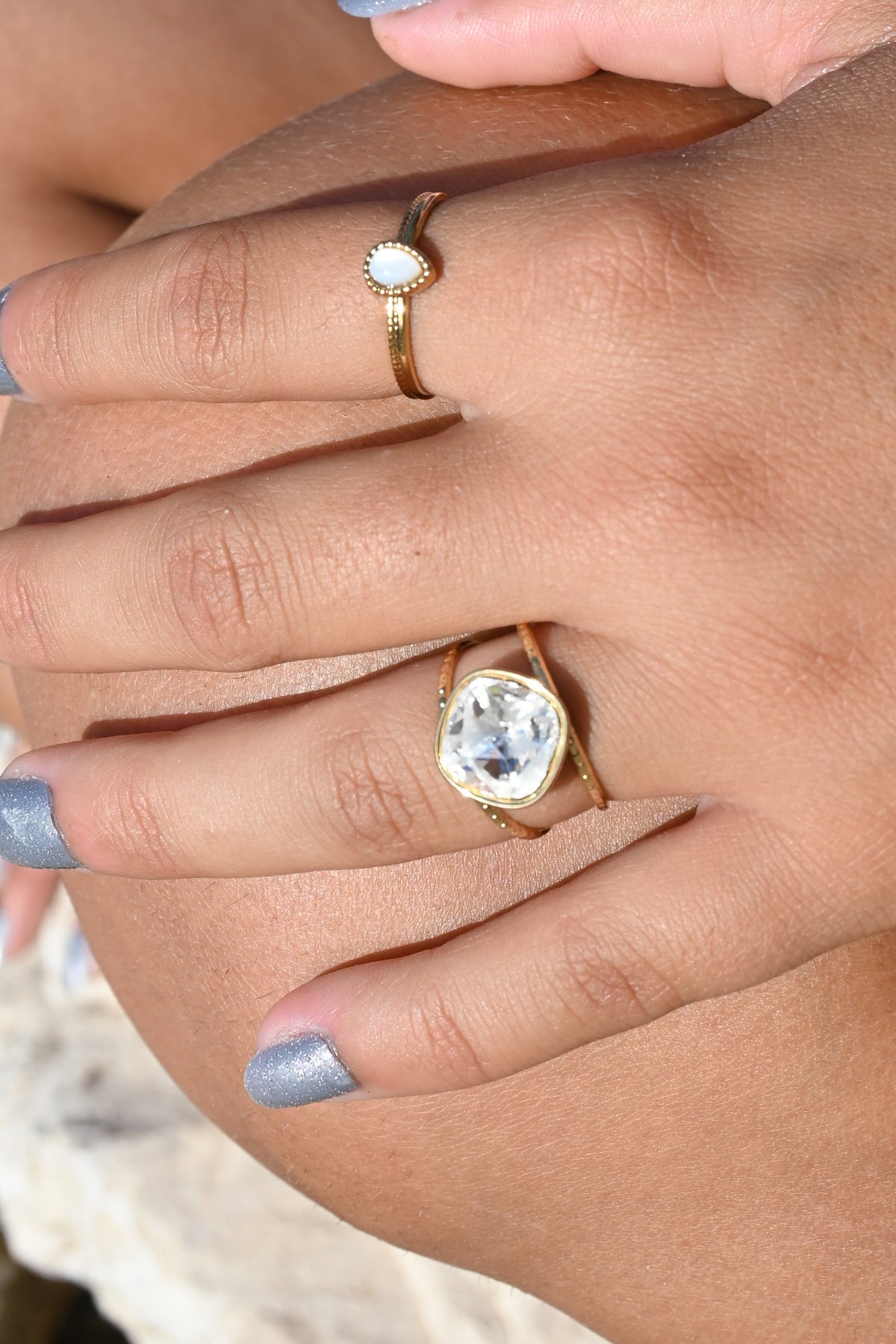 Bague Cristy – Cristal Swarovski® sur Anneau Doré Ajustable