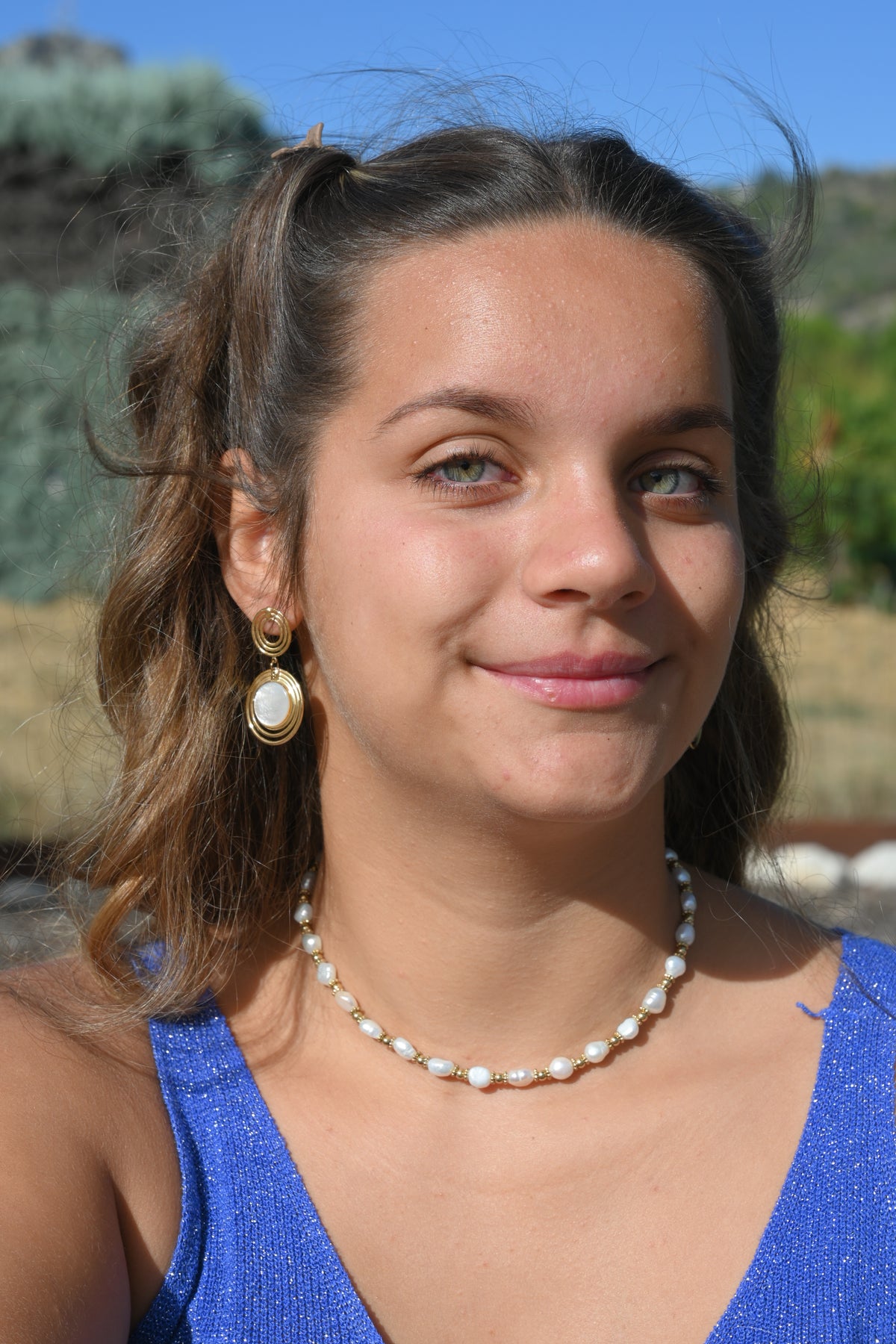 Boucles d'oreilles Rosaline – Nacre & Onyx | Acier Doré
