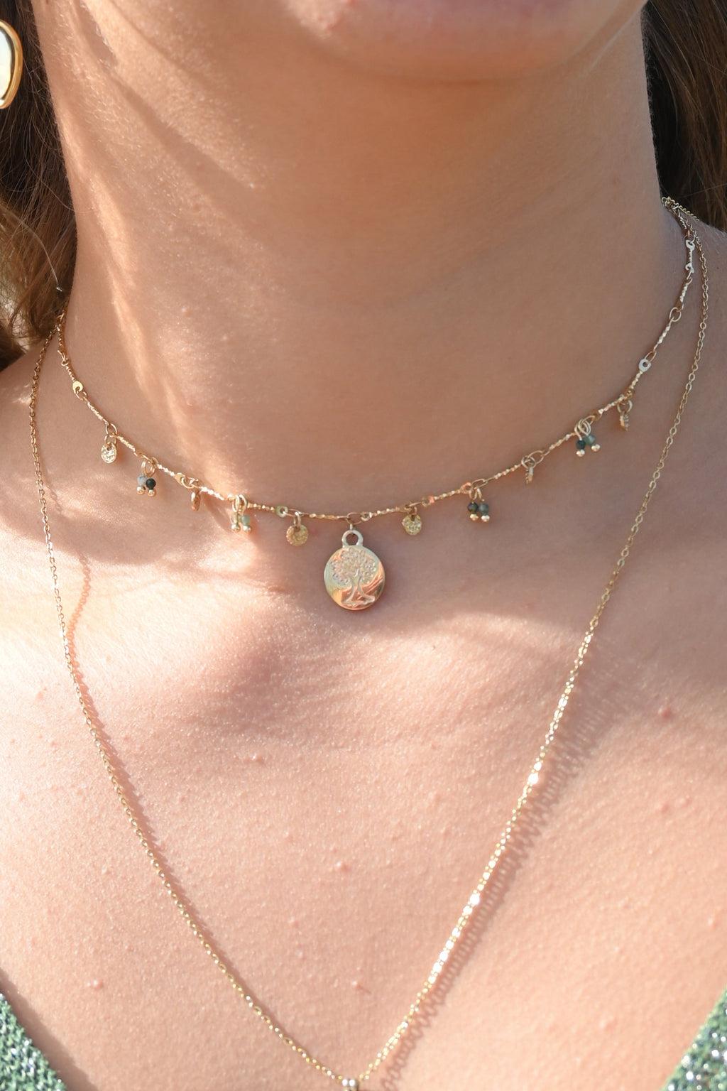 Collier Tessa – Turquoise Africaine & Arbre de Vie Doré