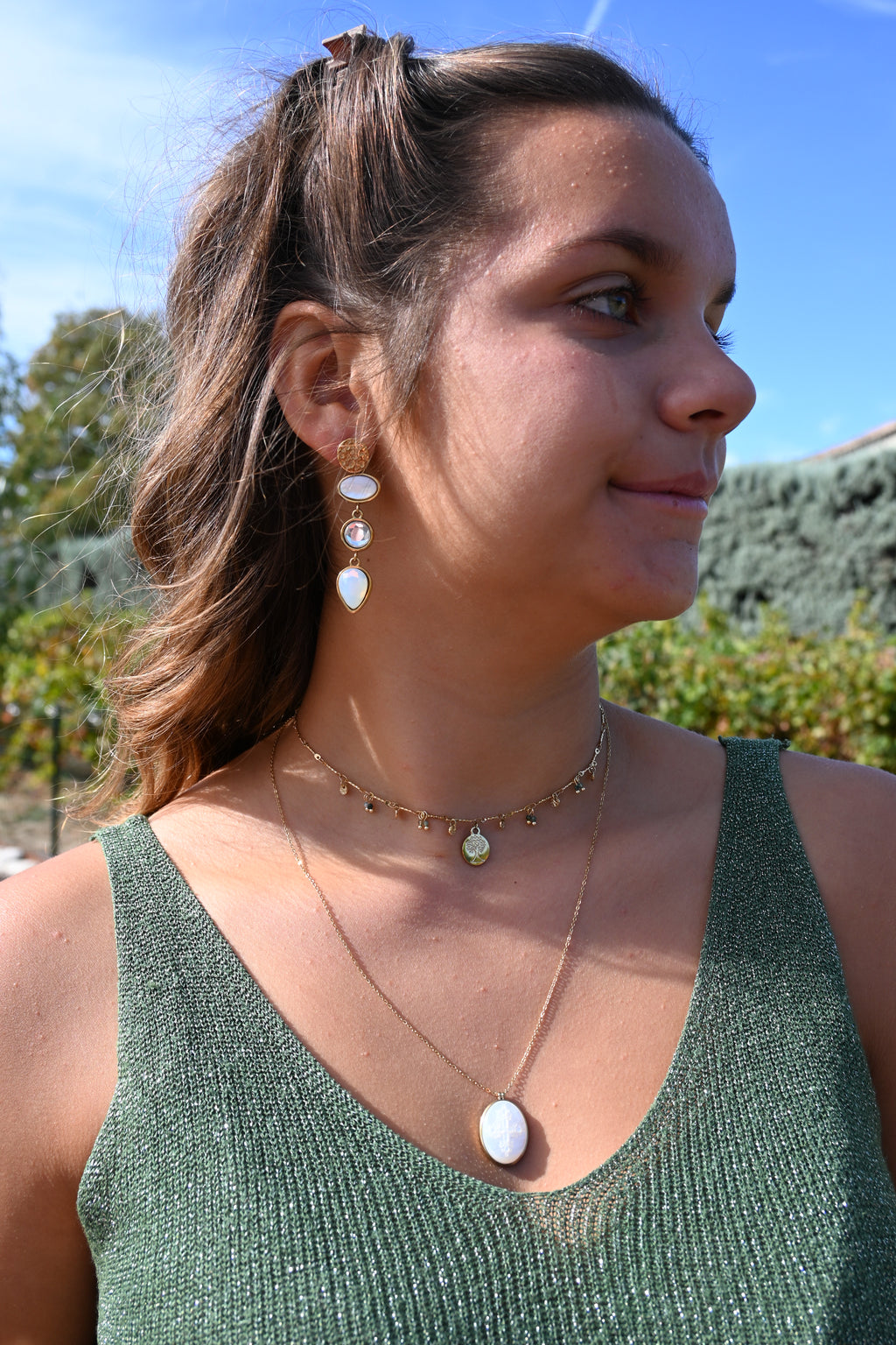 Collier Tessa – Turquoise Africaine & Arbre de Vie Doré