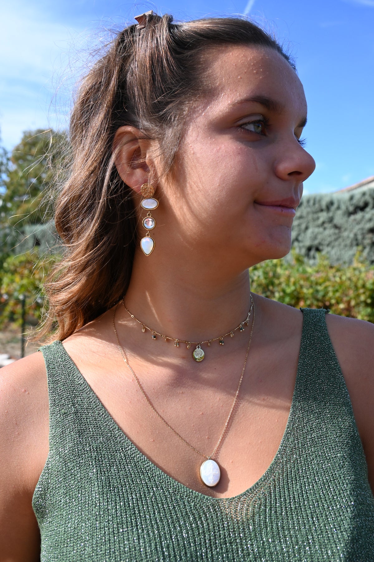 Collier Tessa – Turquoise Africaine & Arbre de Vie Doré
