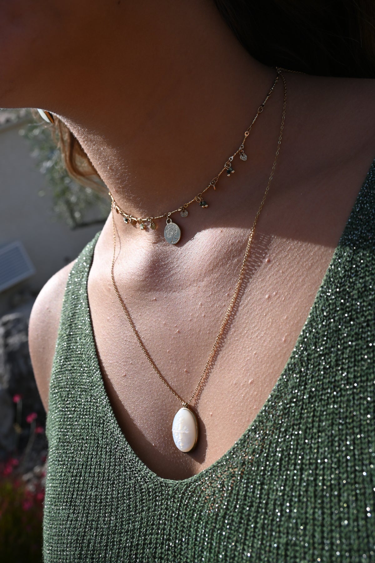 Collier Tessa – Turquoise Africaine & Arbre de Vie Doré