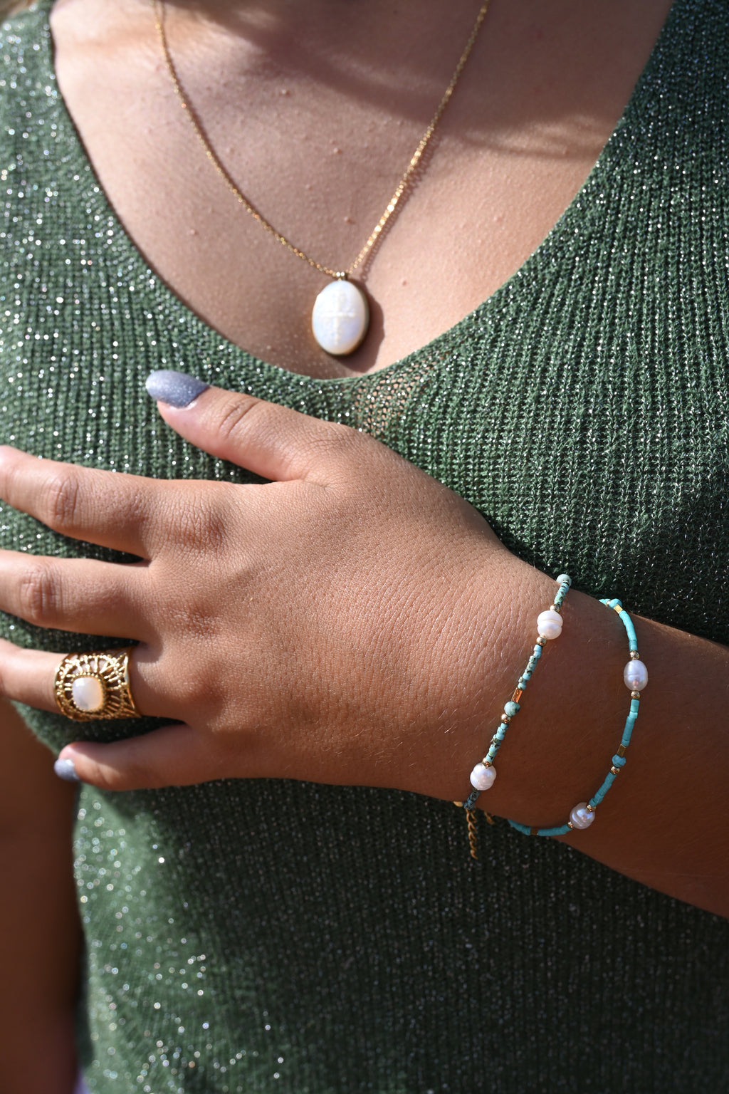 Bracelet LOLA | Perles d'Eau Douce & Pierres Naturelles | Or et Âme Bijoux
