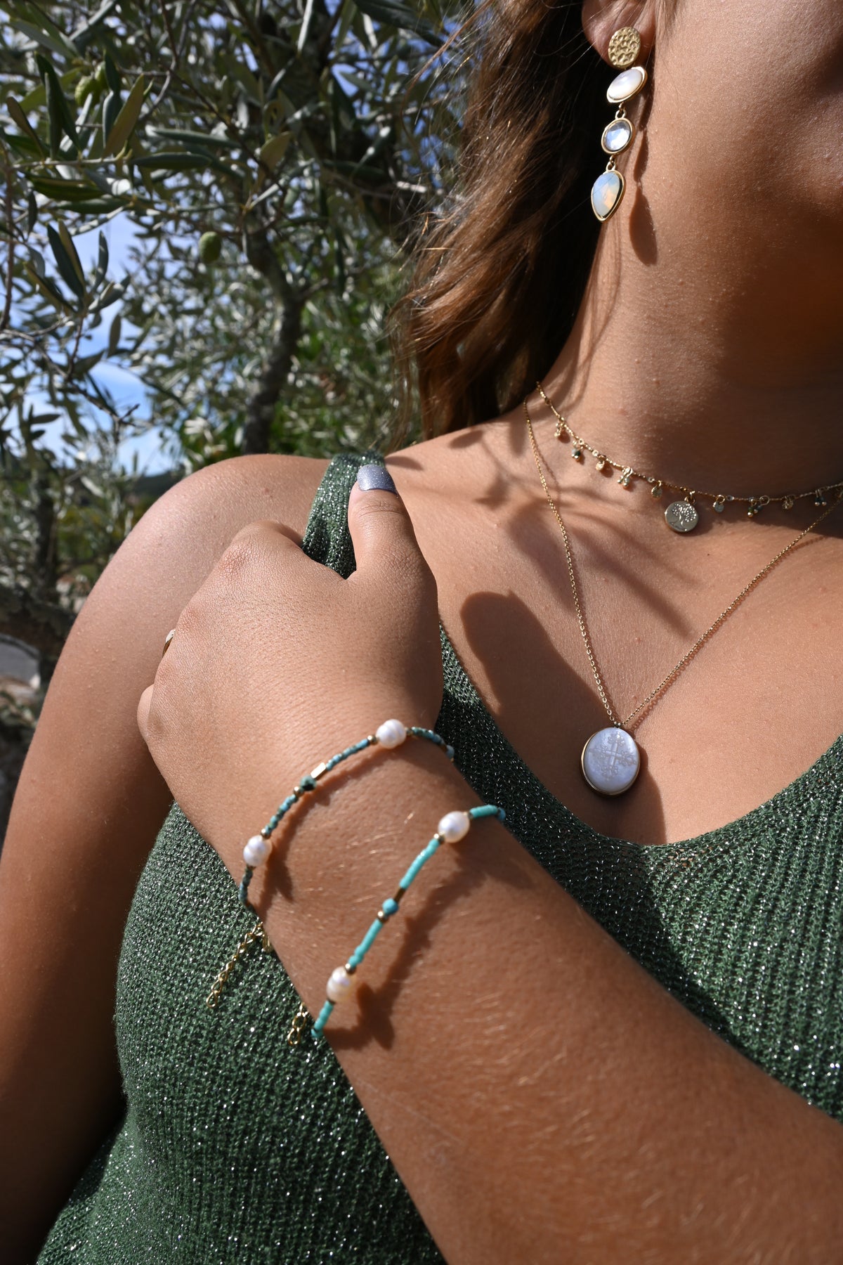 Bracelet LOLA | Perles d'Eau Douce & Pierres Naturelles | Or et Âme Bijoux