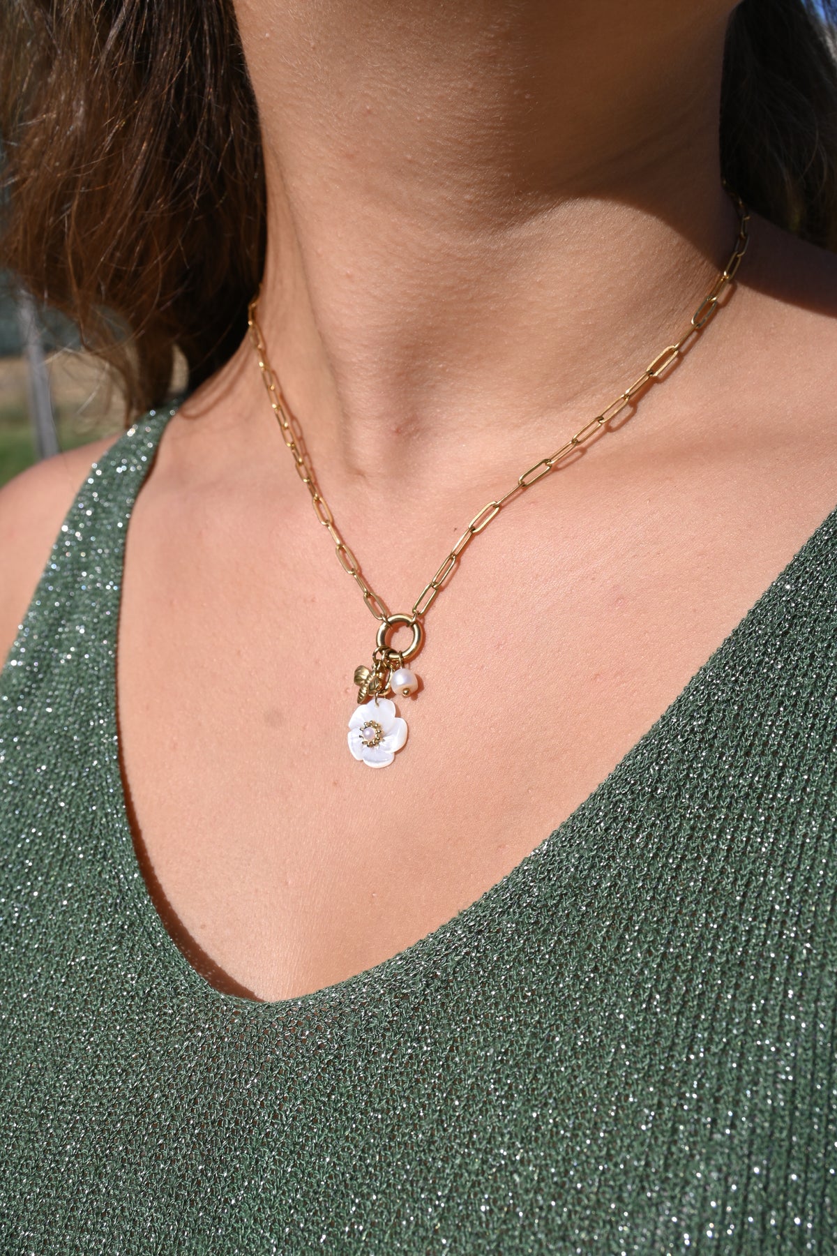 Collier ELINE Nacre  Acier Inoxydable | Or et Ame Bijoux