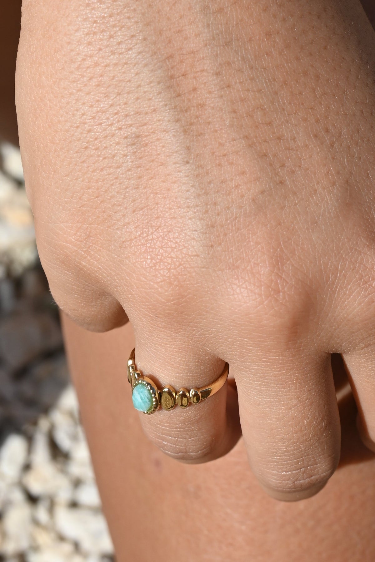 Bague SOLENE – Nacre, Quartz Fraise, Amazonite, Améthyste ou Onyx