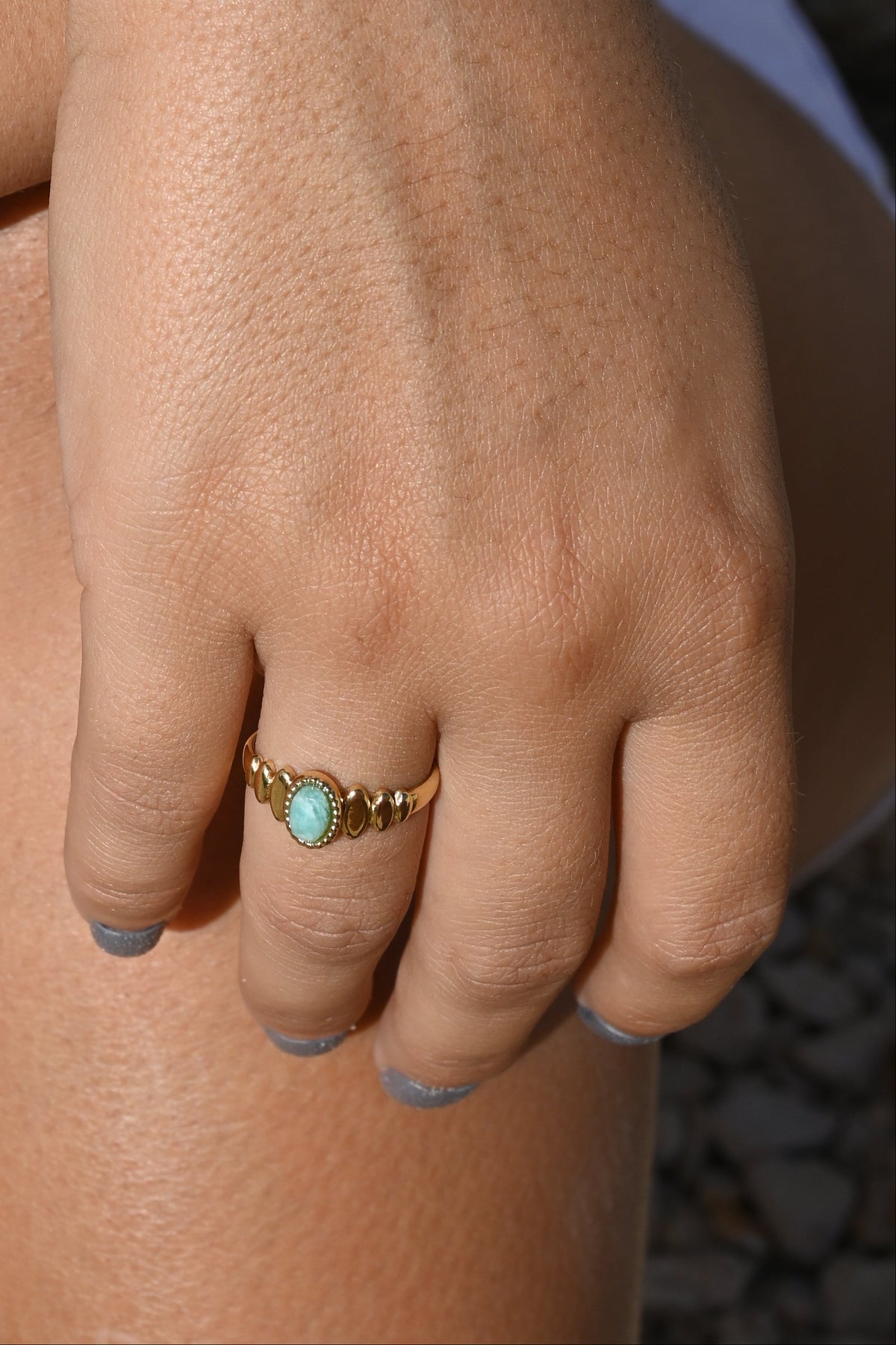 Bague SOLENE – Nacre, Quartz Fraise, Amazonite, Améthyste ou Onyx