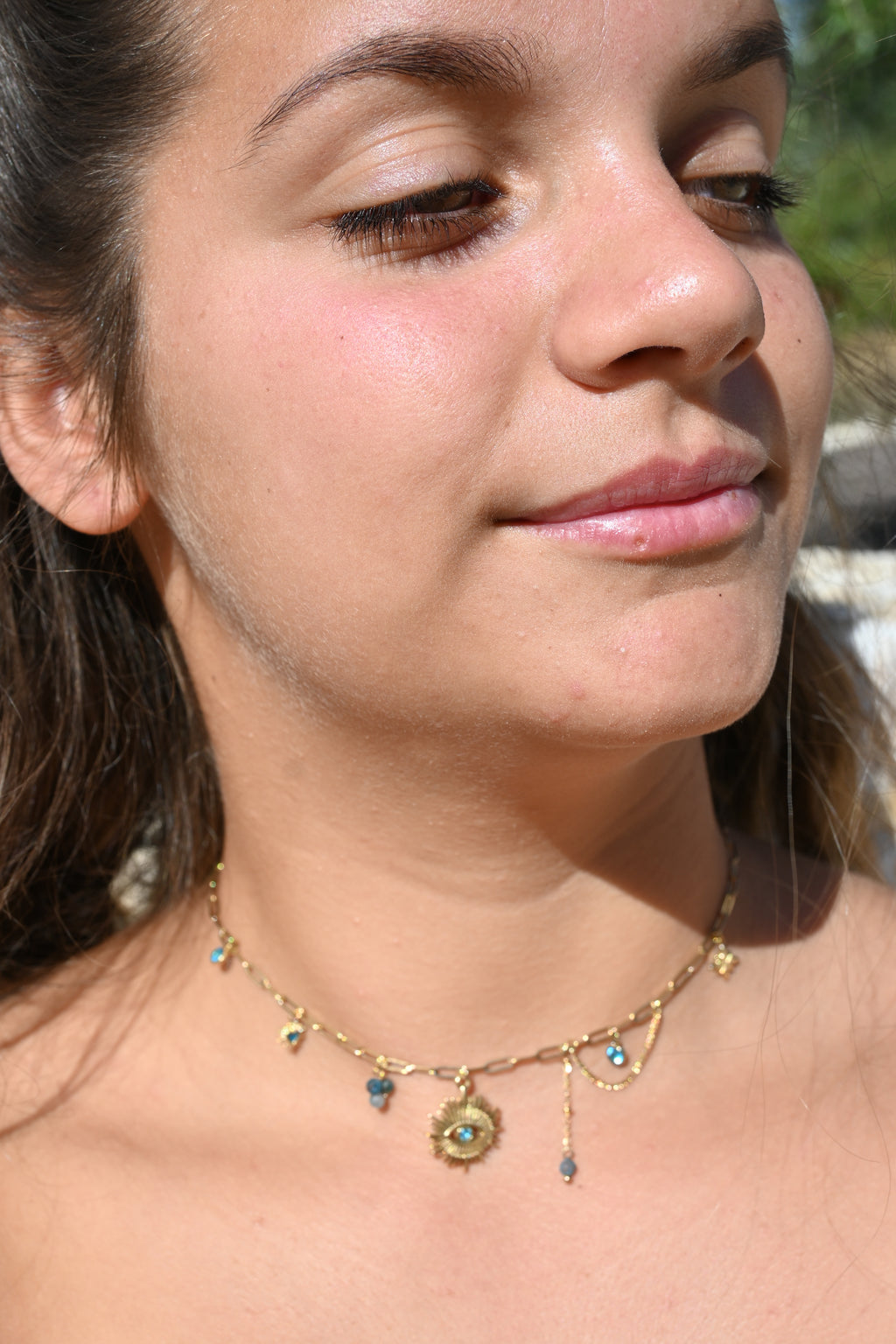 Collier Aïcha – Sodalite & Pendentif Œil