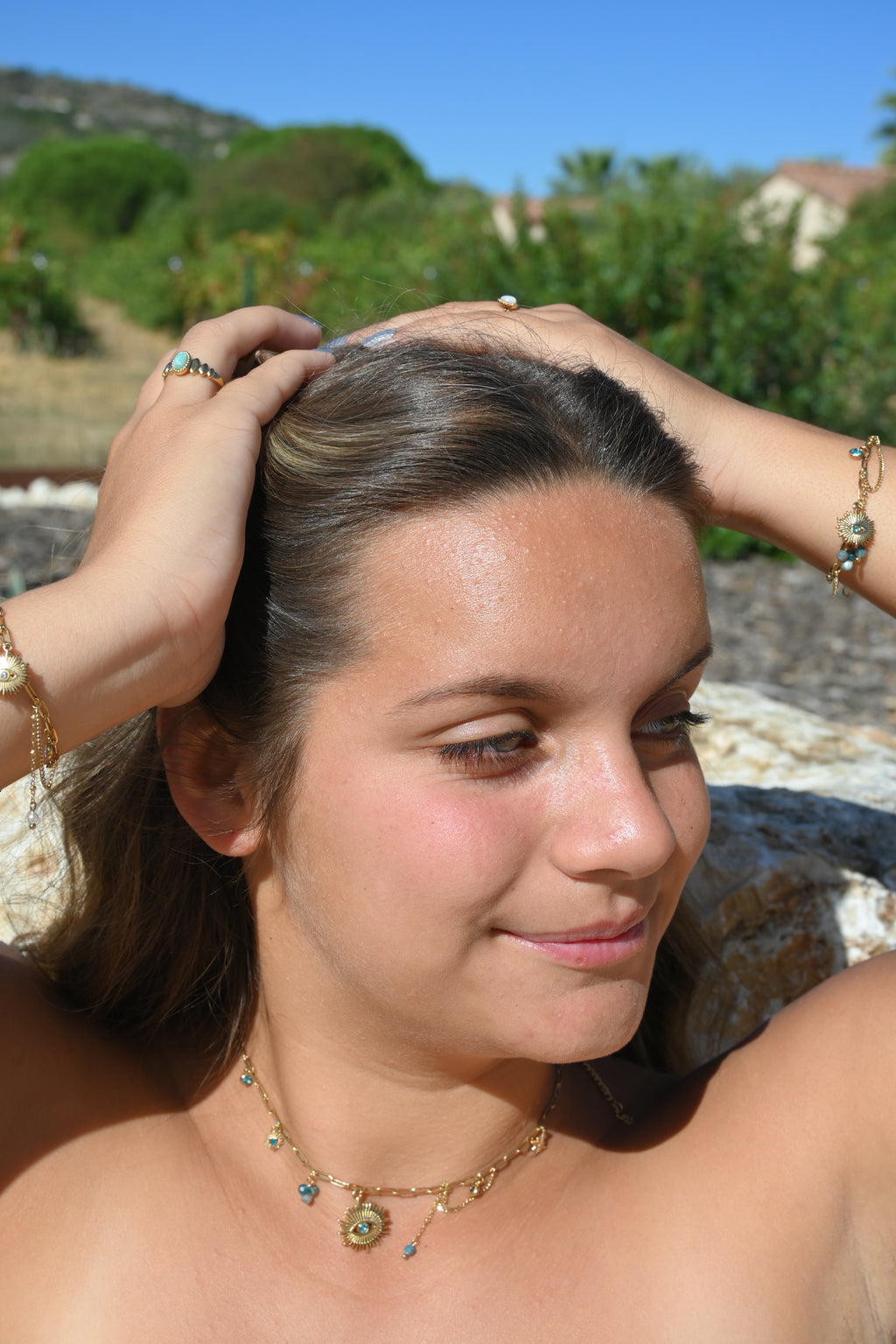 Collier Aïcha – Sodalite & Pendentif Œil