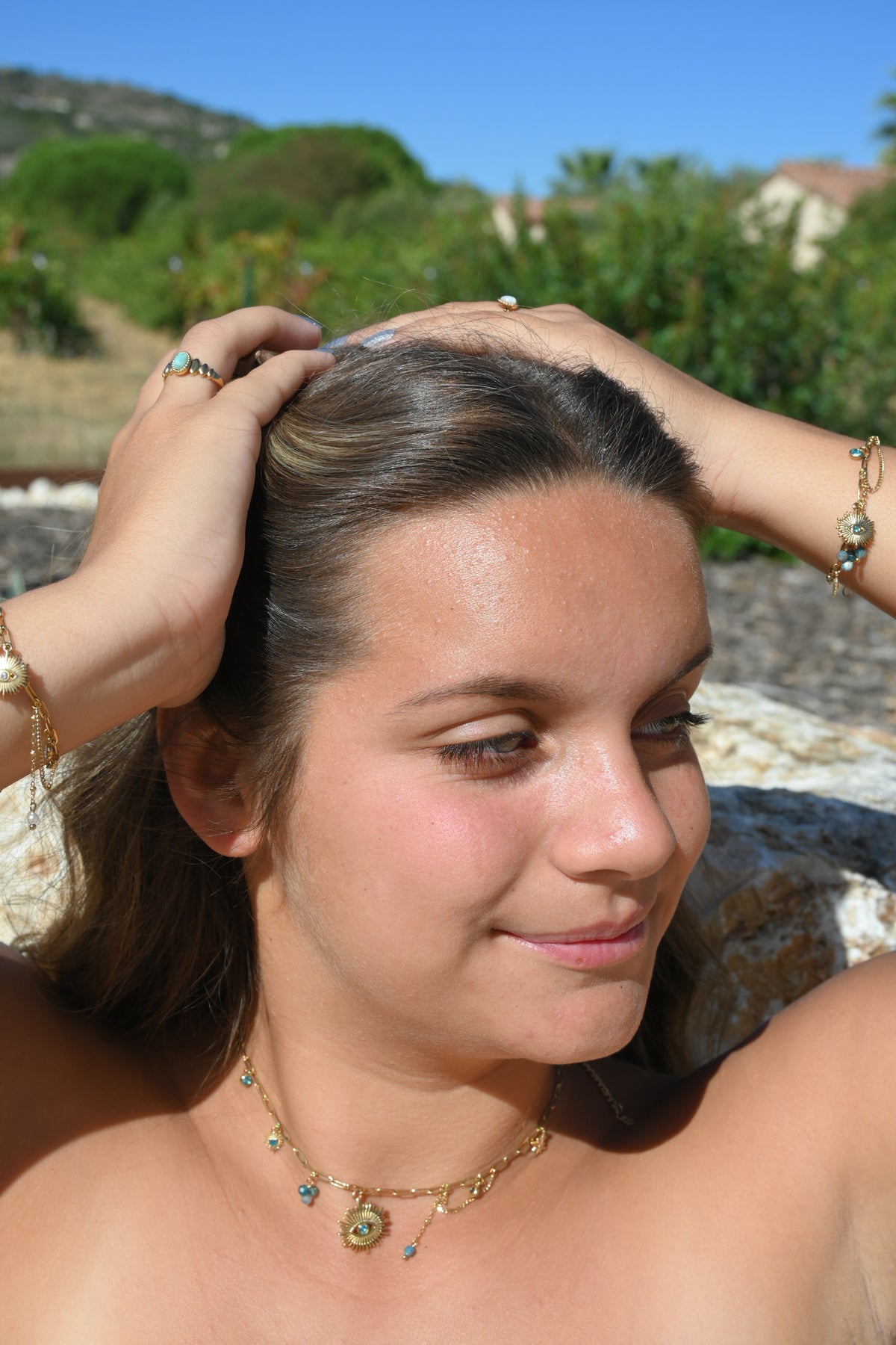 Collier Aïcha – Sodalite & Pendentif Œil