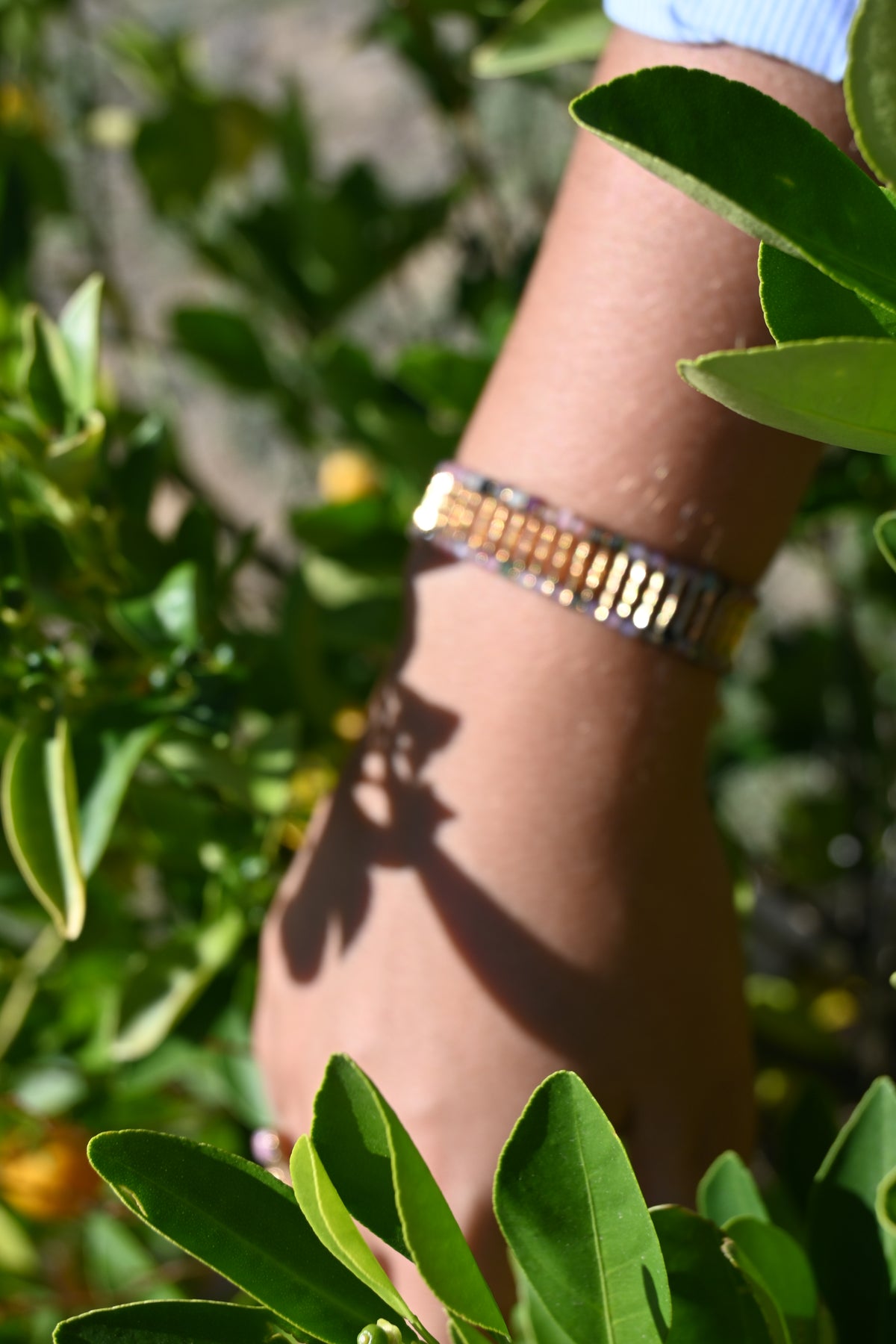 Bracelet Scarlette – Tourmaline Colorée & Acier Doré