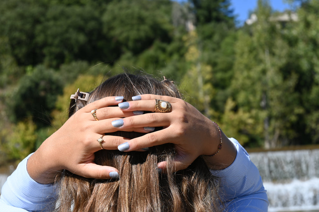 Bague SOLENE – Nacre, Quartz Fraise, Amazonite, Améthyste ou Onyx