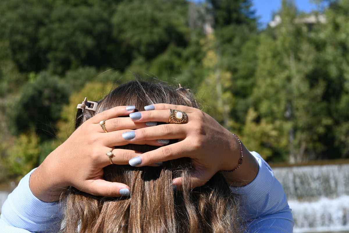 Bague SOLENE – Nacre, Quartz Fraise, Amazonite, Améthyste ou Onyx