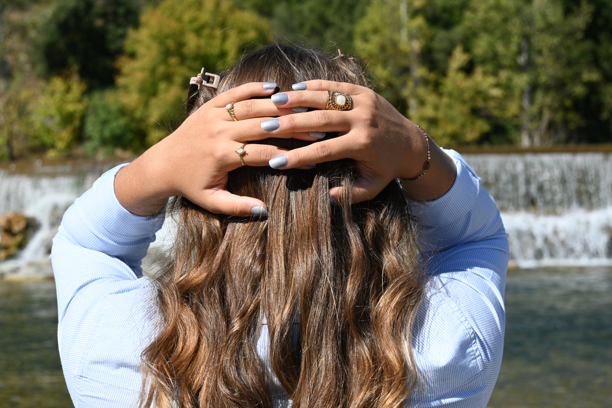 Bague SOLENE – Nacre, Quartz Fraise, Amazonite, Améthyste ou Onyx