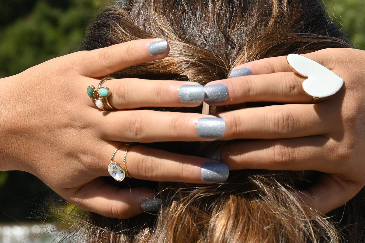 Bague EMI Ouverte 3 Rangs Pierres Naturelles Ajustable Acier Inoxydable | Or et Âme Bijoux