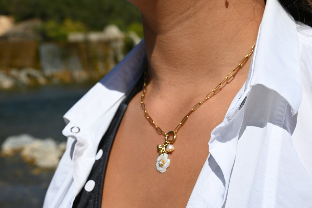 Collier ELINE Nacre  Acier Inoxydable | Or et Ame Bijoux