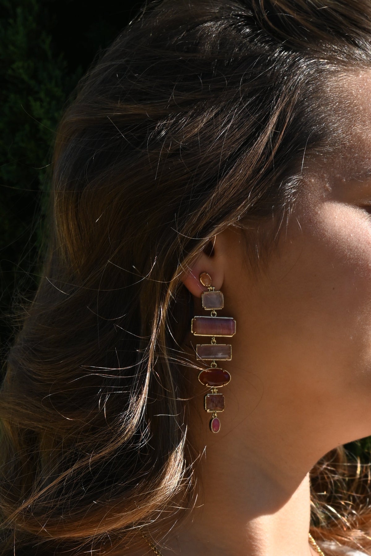 Boucles d’oreilles KALYSSA – Rhodonite, quartz rose et cornaline