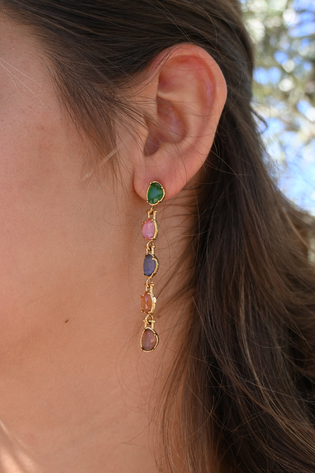 IVY – Boucles d’oreilles pendantes à zircons colorés