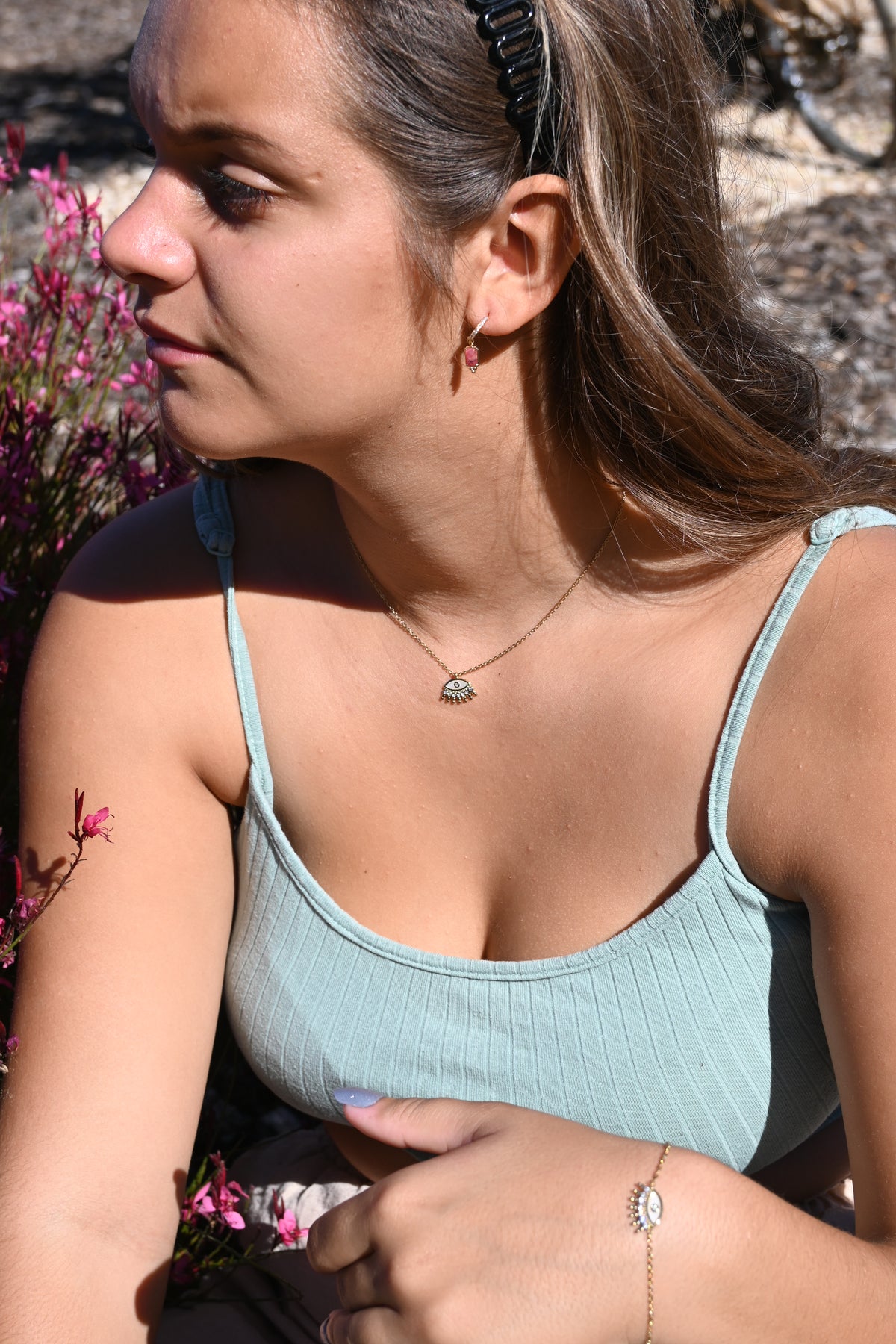 Boucles d’oreilles HAILEY – Pierre naturelle et zircon