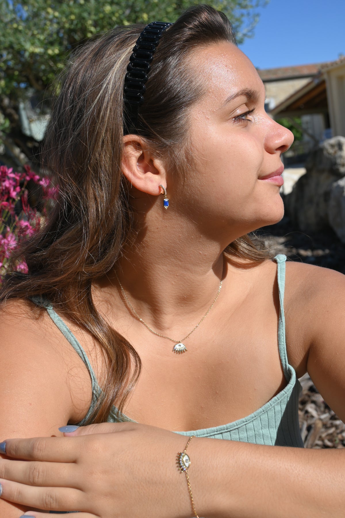 Boucles d’oreilles HAILEY – Pierre naturelle et zircon