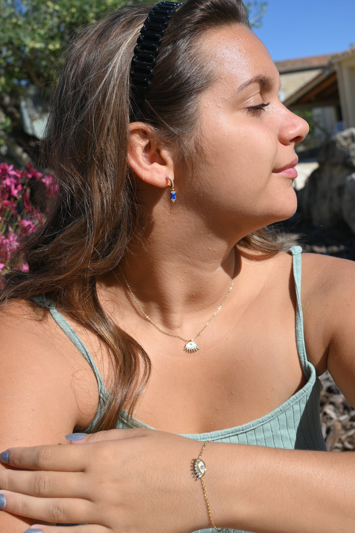 Boucles d’oreilles HAILEY – Pierre naturelle et zircon