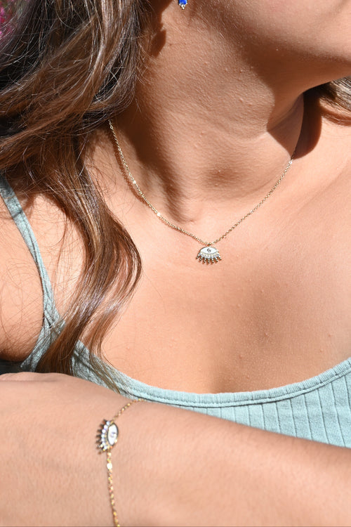 AMY – Collier et ou bracelet dorés, œil protecteur et zircon