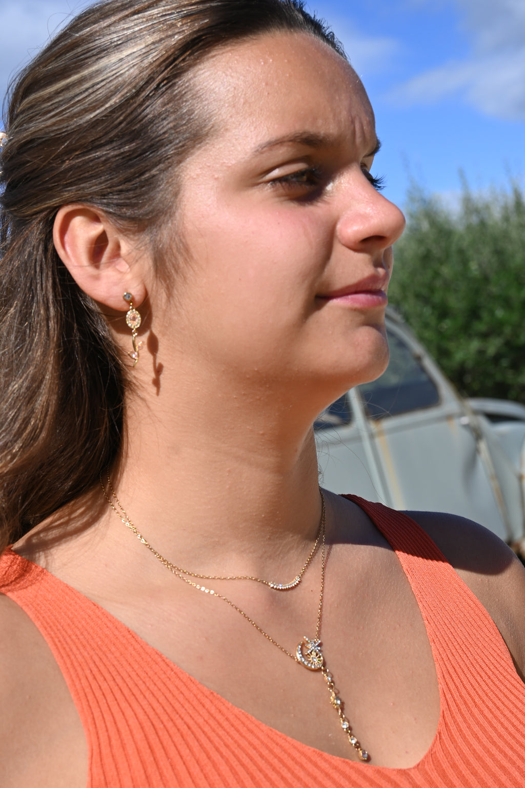Collier Kati doré – Chaîne fine et zircons