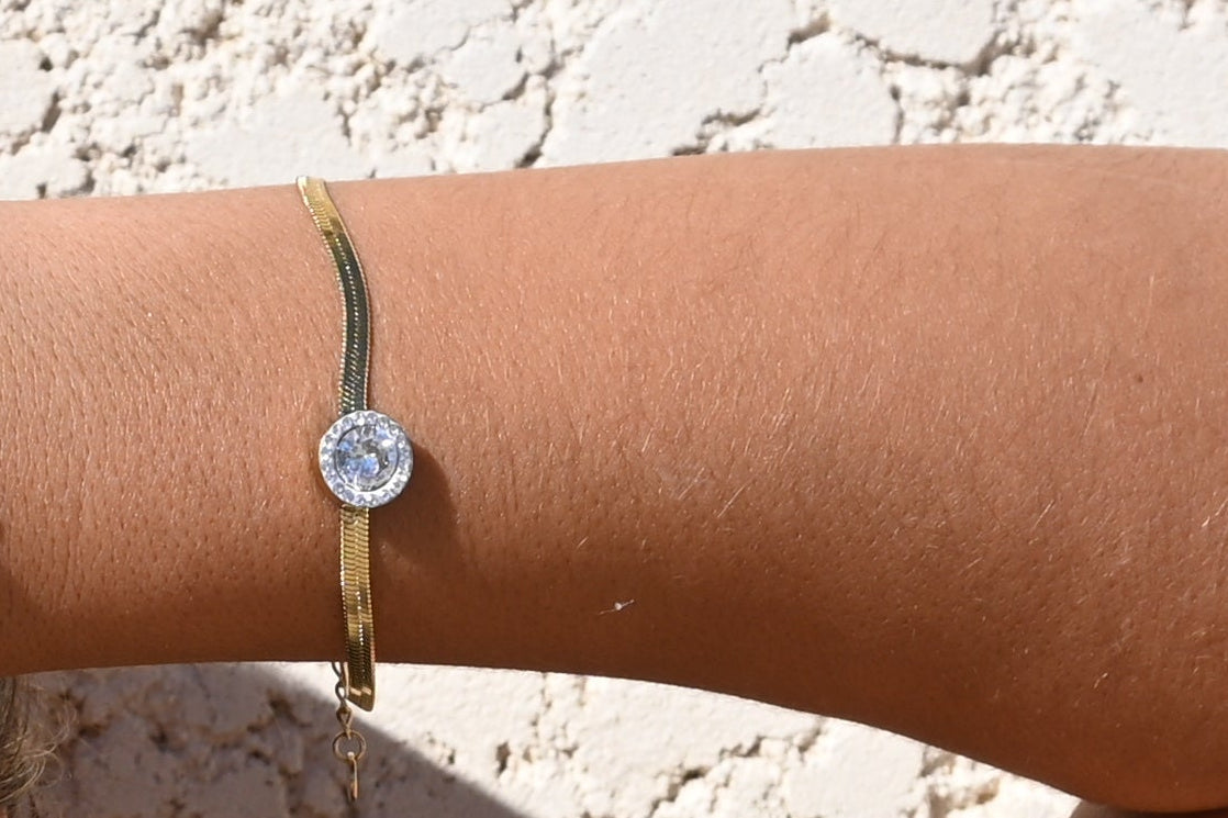 Bracelet Victoria doré – Chaîne serpent et zircon