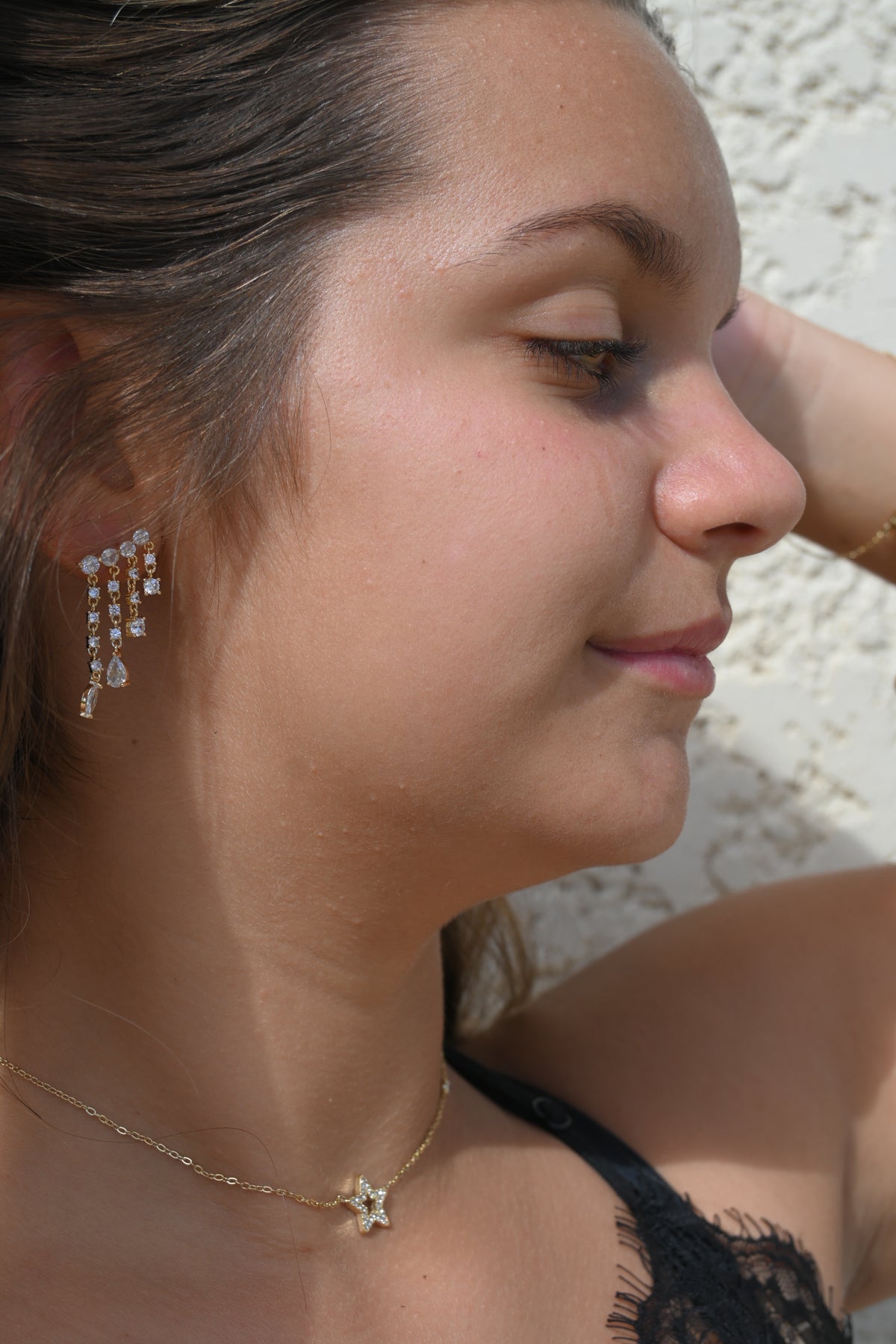 Parure RUBY dorée – Collier et bracelet étoiles en zircon