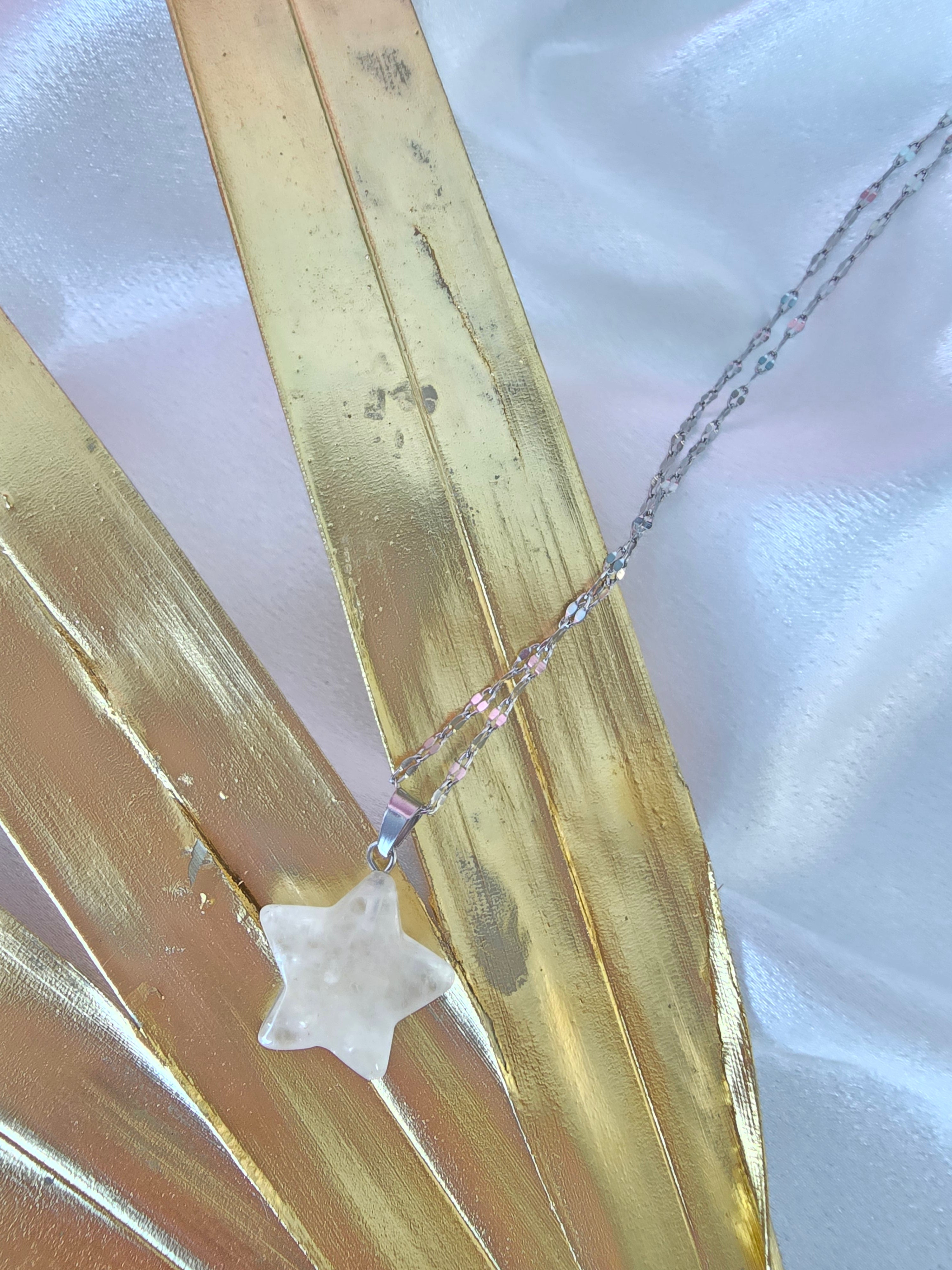 Collier et pendentif étoile en cristal de roche   Acier Inoxydable | Or et Ame Bijoux