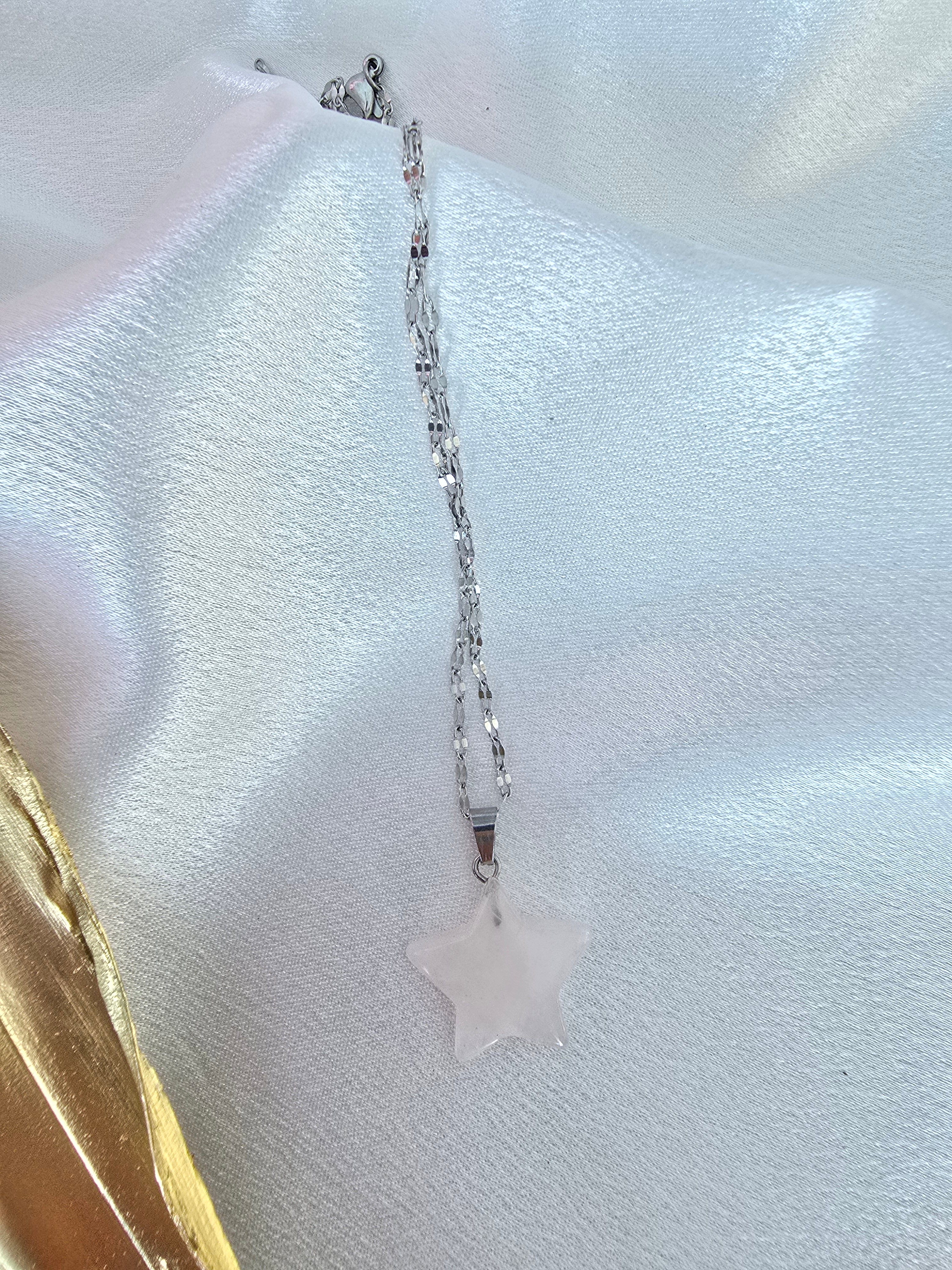 Collier et pendentif étoile  Quartz Rose Acier Inoxydable | Or et Ame Bijoux
