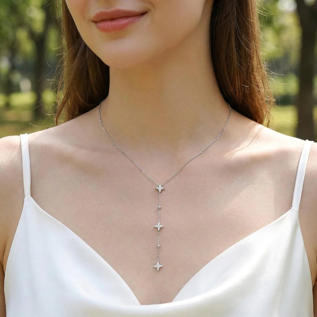 Collier Fiby - Chaîne Y Étoiles Scintillantes Doré - Acier Inoxydable | Or et Âme