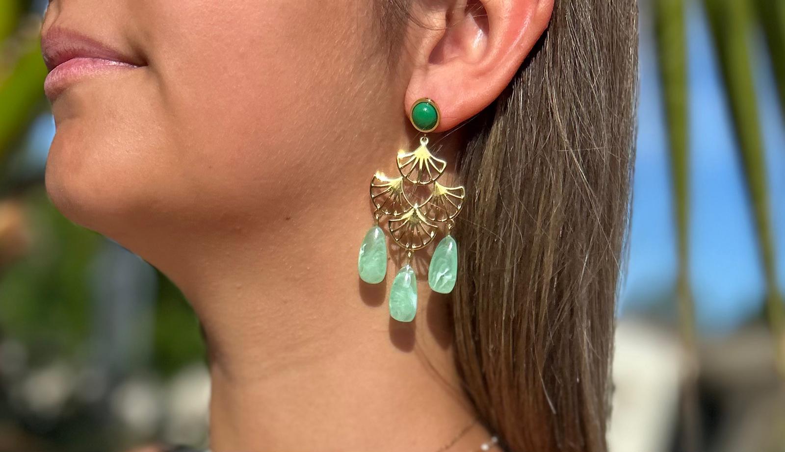 Boucles d'Oreilles Achlé – Acétate & Acier Doré