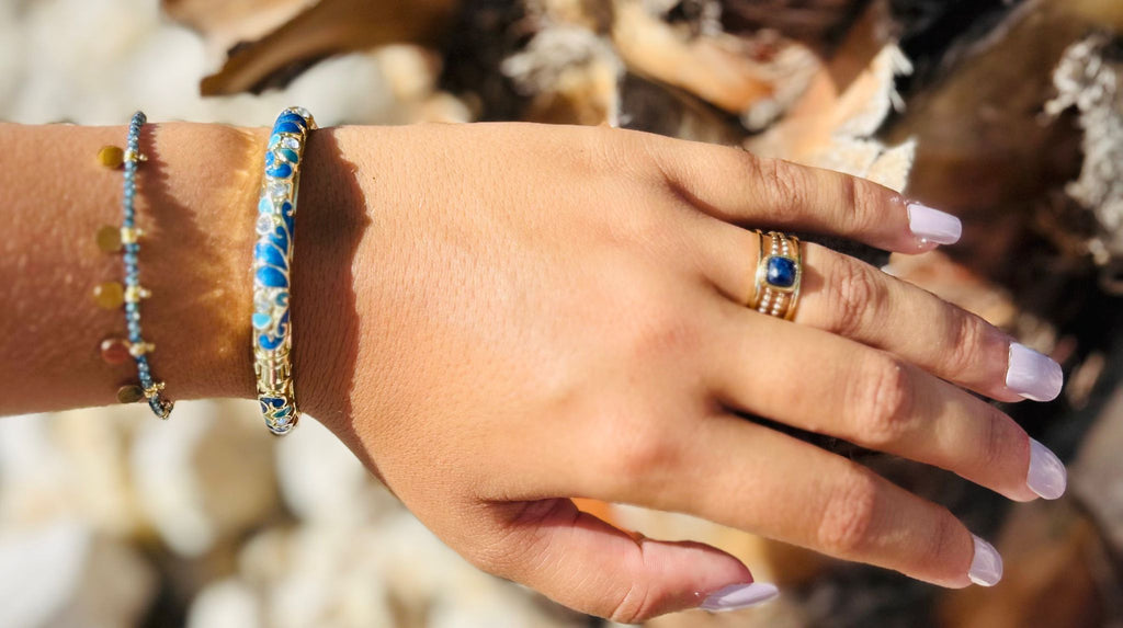 Bracelet Diana, Jonc Fleuri Strass Doré –  Couleurs au Choix | Or et Âme Bijoux