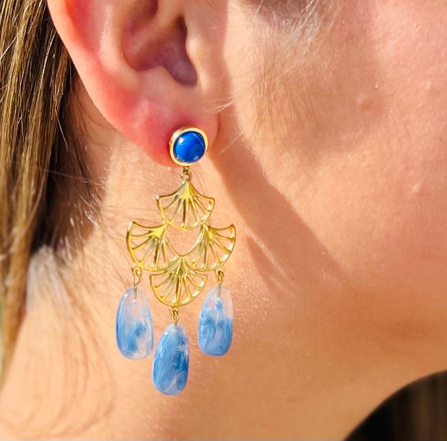 Boucles d'Oreilles Achlé – Acétate & Acier Doré