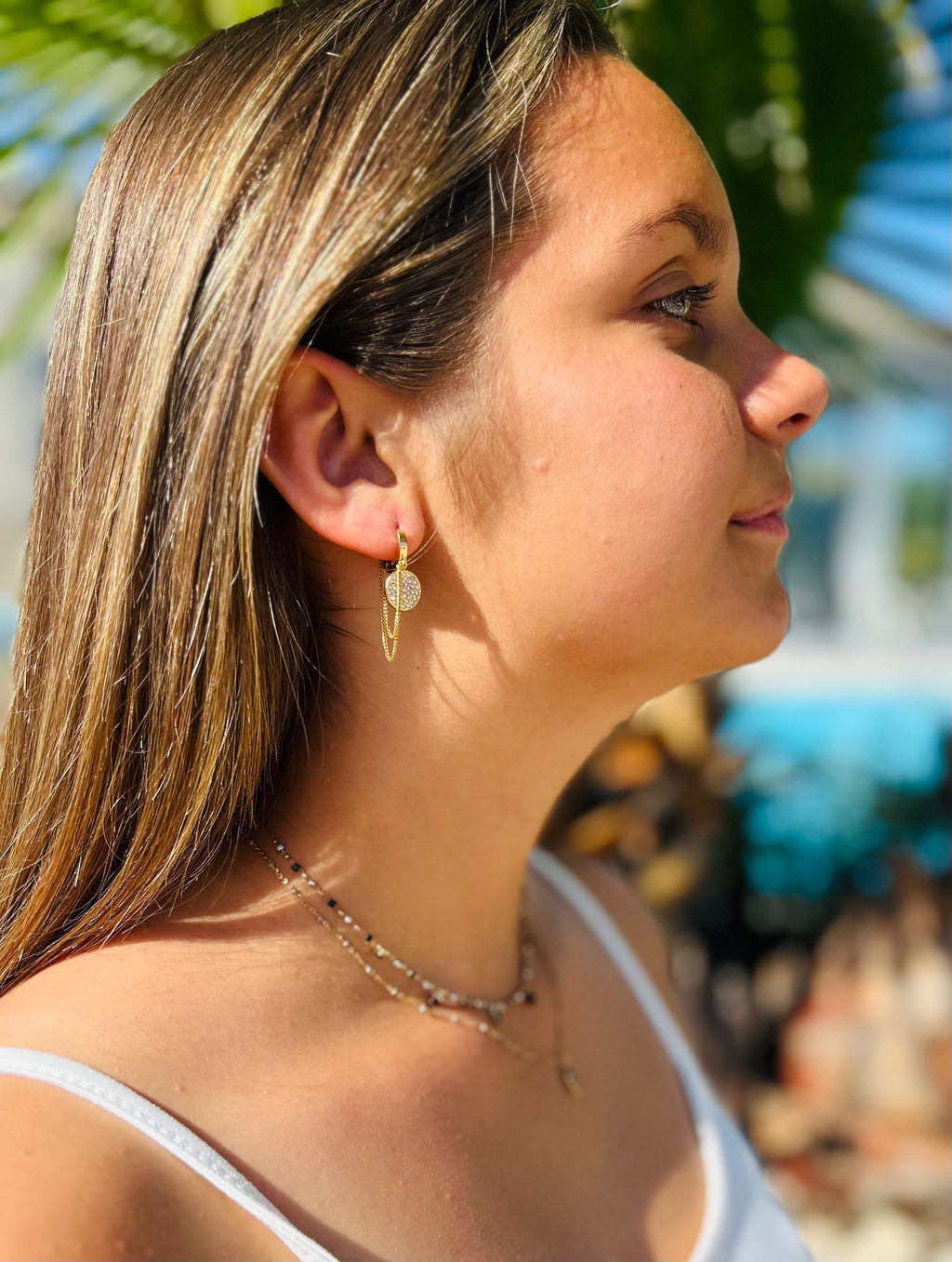Boucles d'Oreilles ROXI | Zircones & Chaînes Pendantes | Or et Âme Bijoux
