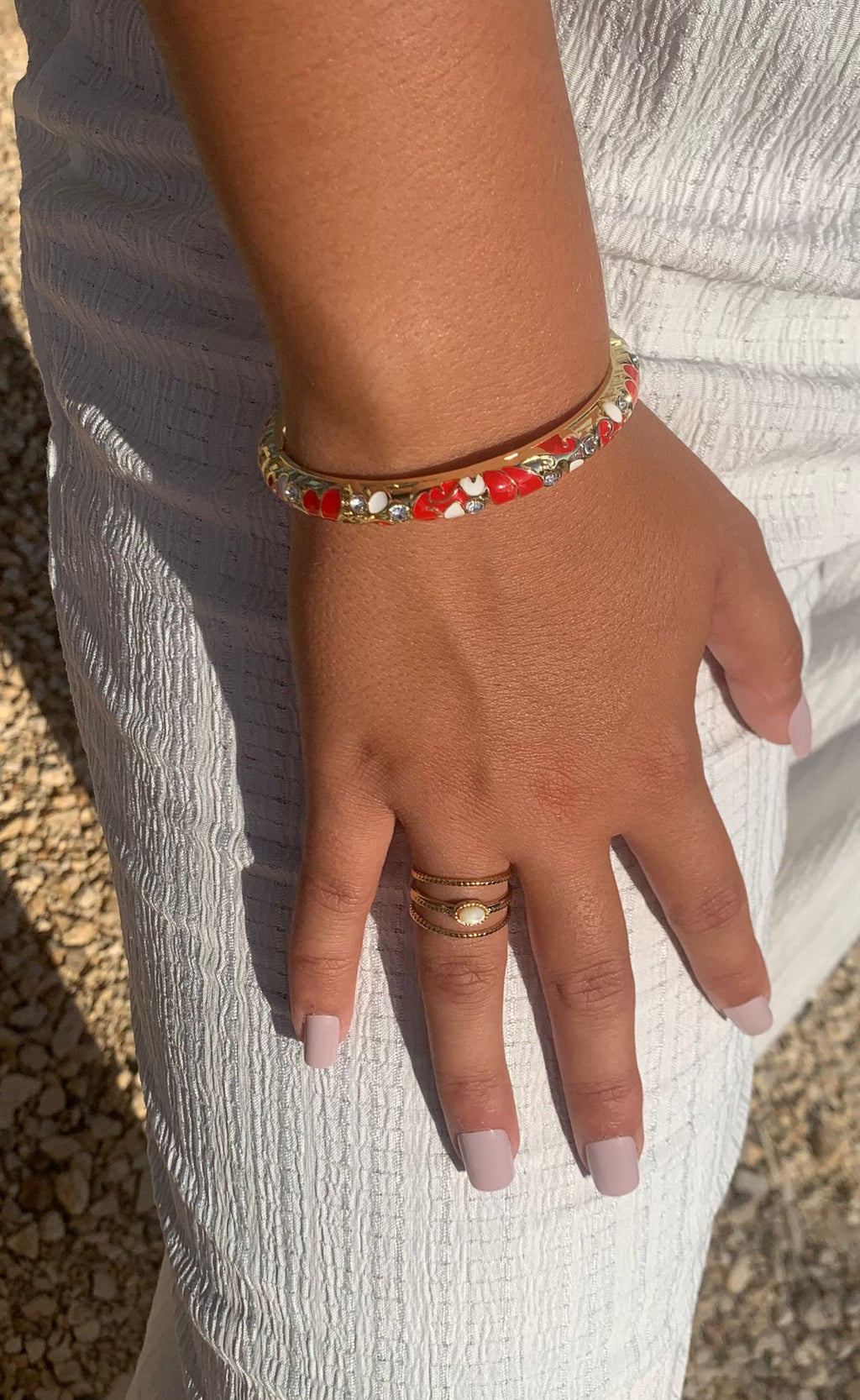 Bracelet Diana, Jonc Fleuri Strass Doré –  Couleurs au Choix | Or et Âme Bijoux