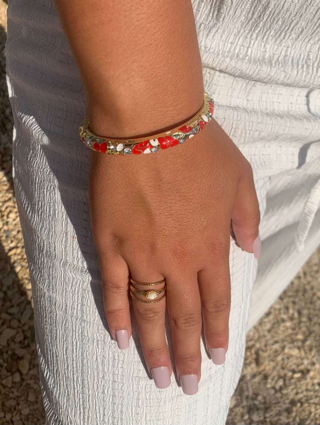 Bracelet Diana, Jonc Fleuri Strass Doré –  Couleurs au Choix | Or et Âme Bijoux