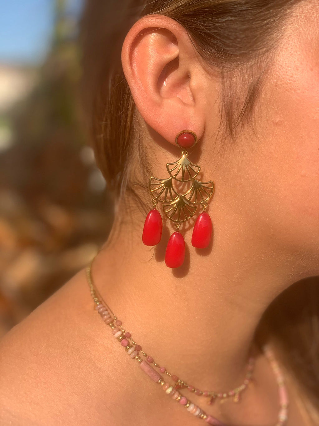 Boucles d'Oreilles Achlé – Acétate & Acier Doré