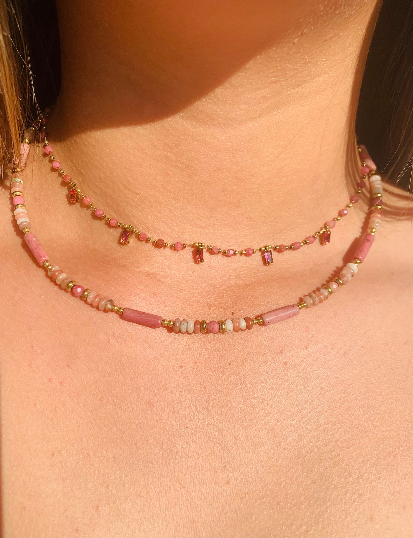 Collier ASTRID Cristaux Pendants Pâtes de Verre | Or et Âme Bijoux