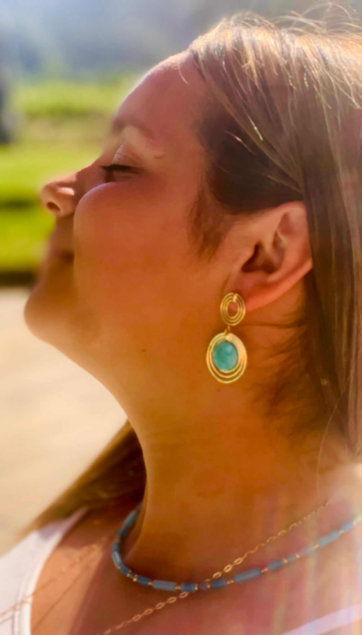 Boucles d'Oreilles ROSALINE | Amazonite & Acier Inoxydable Argenté | Or et Âme Bijoux