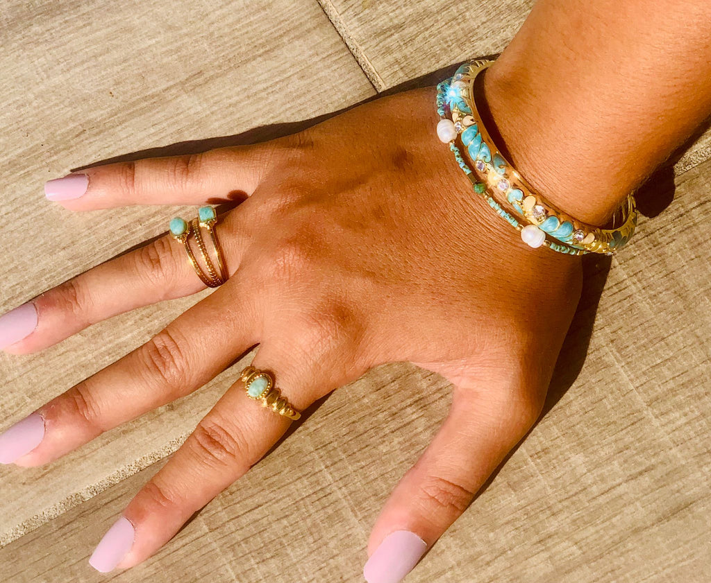 Bracelet Diana, Jonc Fleuri Strass Doré –  Couleurs au Choix | Or et Âme Bijoux
