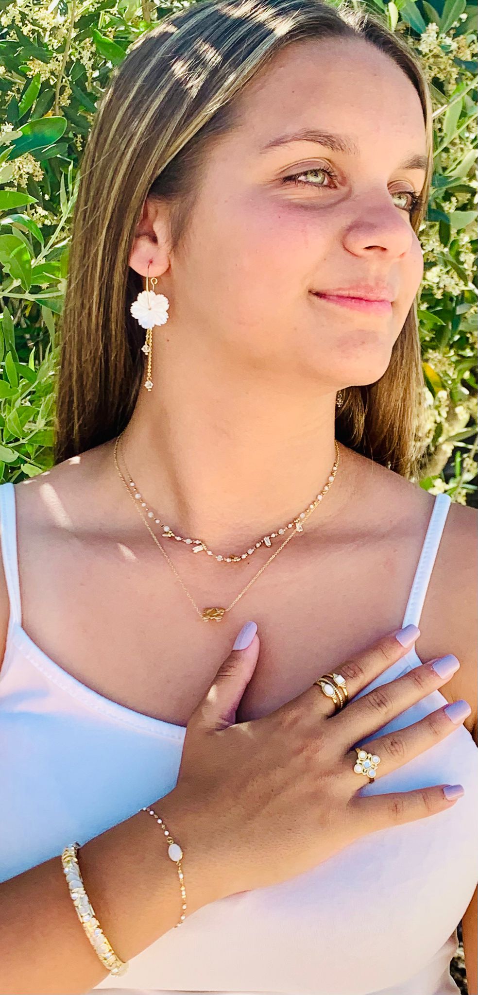 Collier ASTRID Cristaux Pendants Pâtes de Verre | Or et Âme Bijoux
