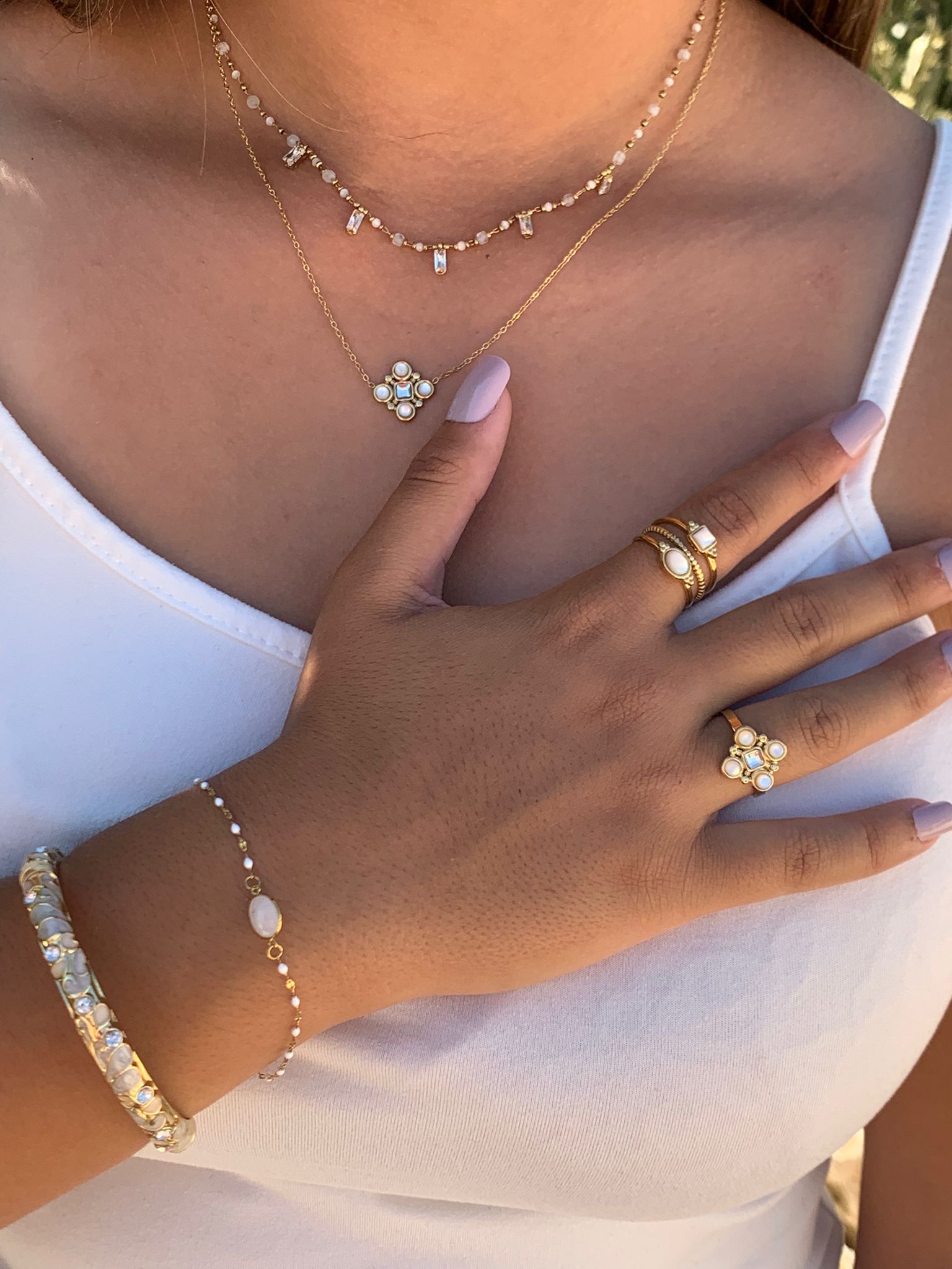 Collier ASTRID Cristaux Pendants Pâtes de Verre | Or et Âme Bijoux