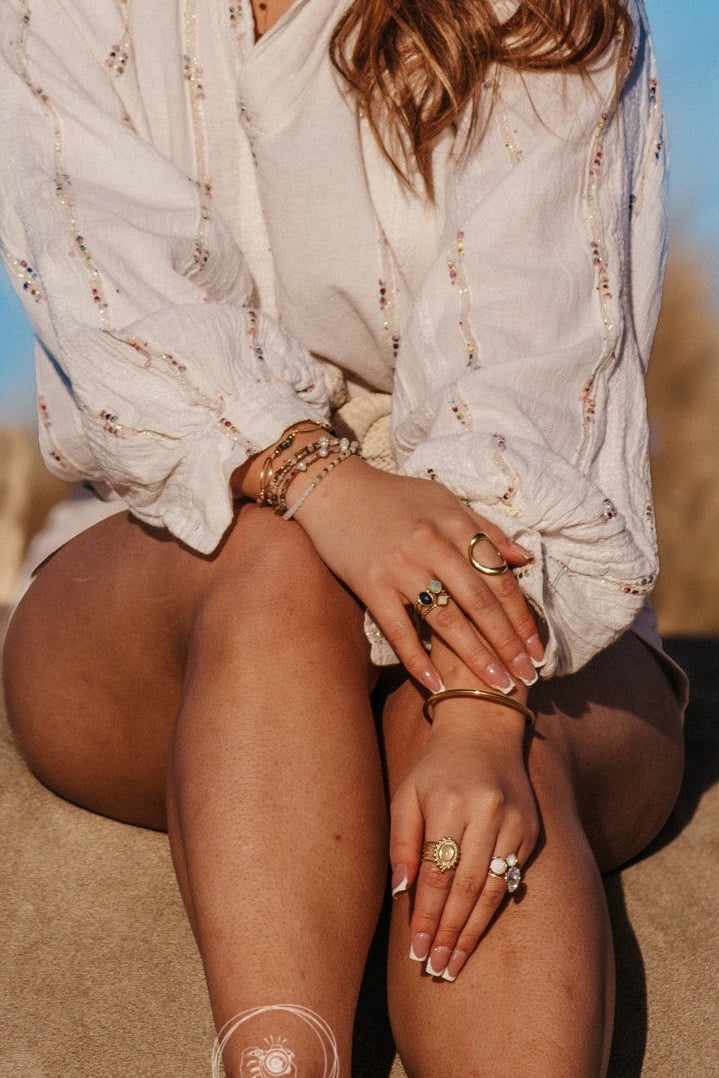 Bague AZIA Large Minimaliste - Anneau Acier Inoxydable doré ou argenté | Or et Ame Bijoux