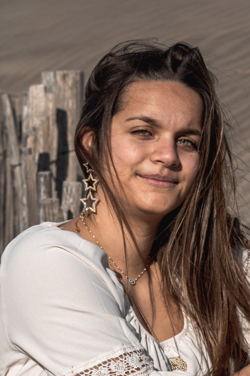 Boucles d'oreilles THAIS Étoiles Strass Acier Inoxydable Doré | Or et Ame Bijoux