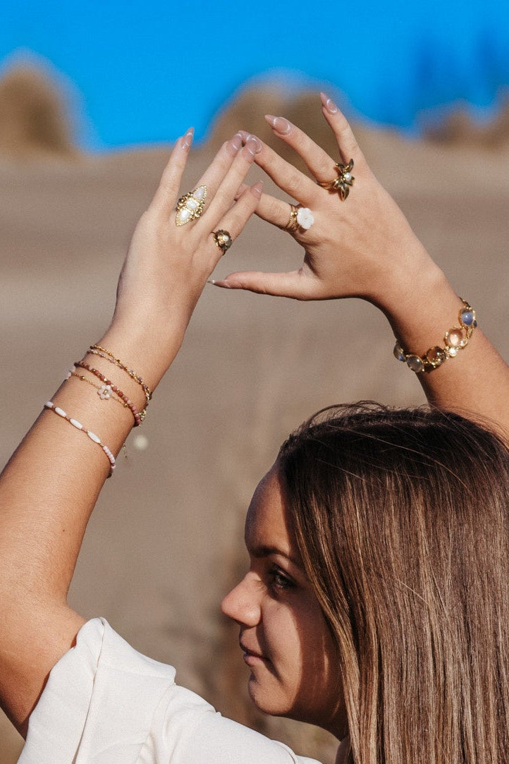 Bague XENA  Statement Dorée Ajustable | Or et Ame Bijoux